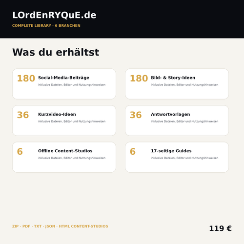 Complete Library – Lieferumfang mit 6 Branchen
