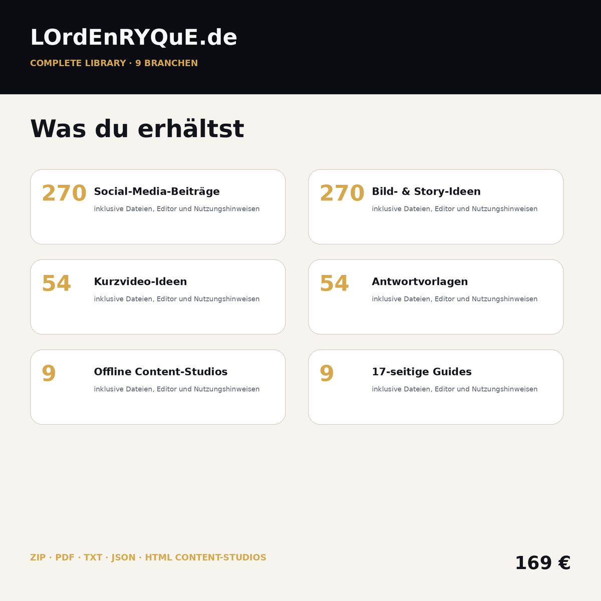 Complete Library – 9 Branchen – Lieferumfang