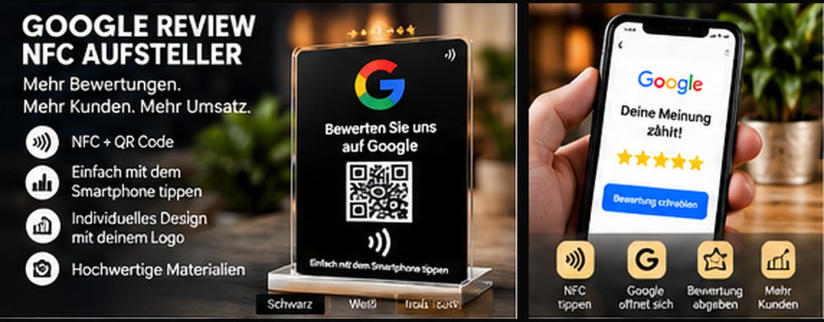 Google Review NFC Aufsteller – Anwendung per NFC und QR-Code