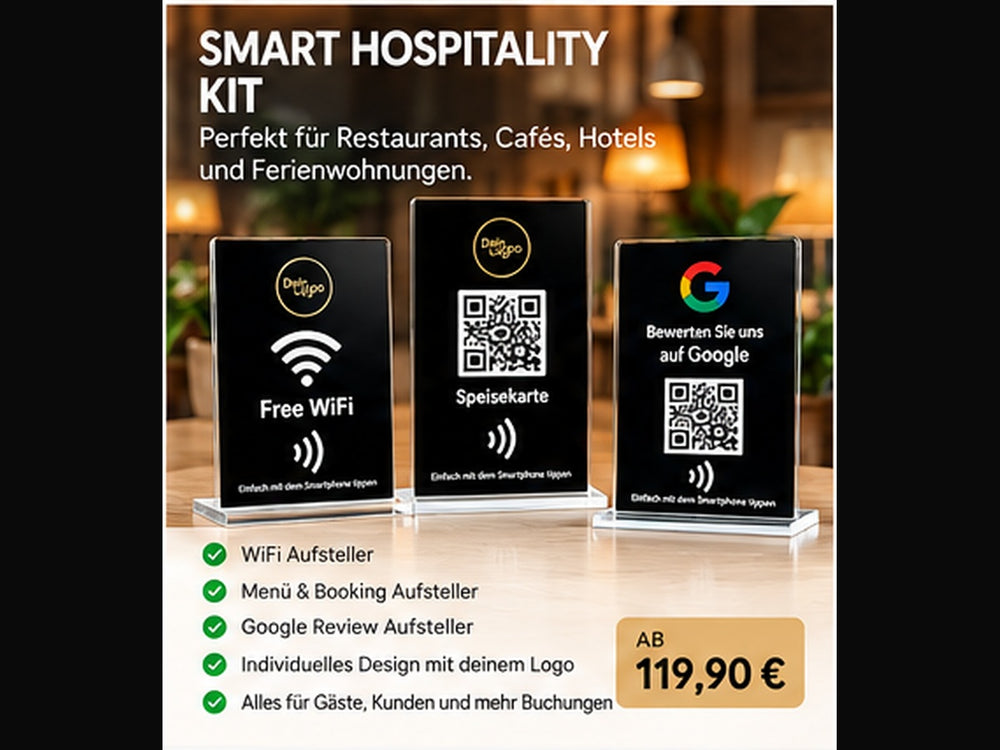 Smart Hospitality Kit – WiFi, Menü Booking und Google Reviews