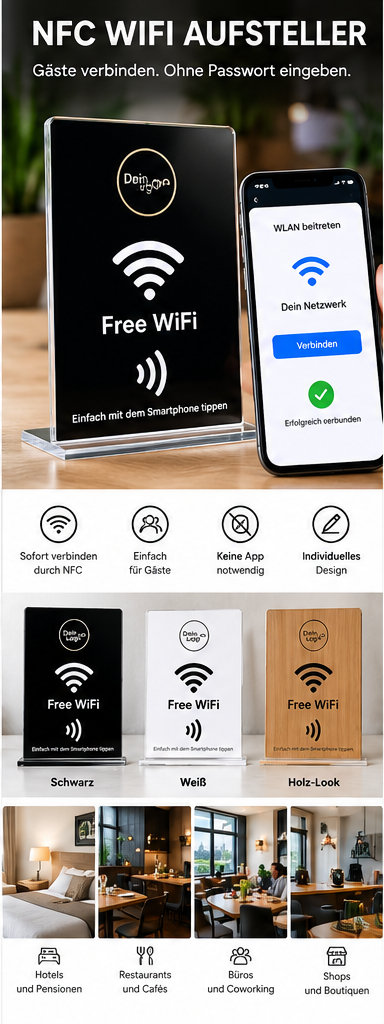 NFC WiFi Aufsteller – WLAN-Zugang per Tap und QR-Code