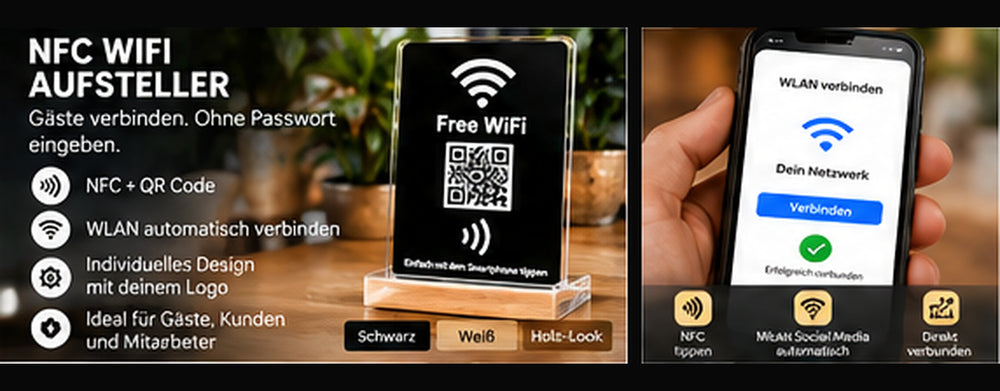 NFC WiFi Aufsteller – Gäste-WLAN per NFC und QR-Code